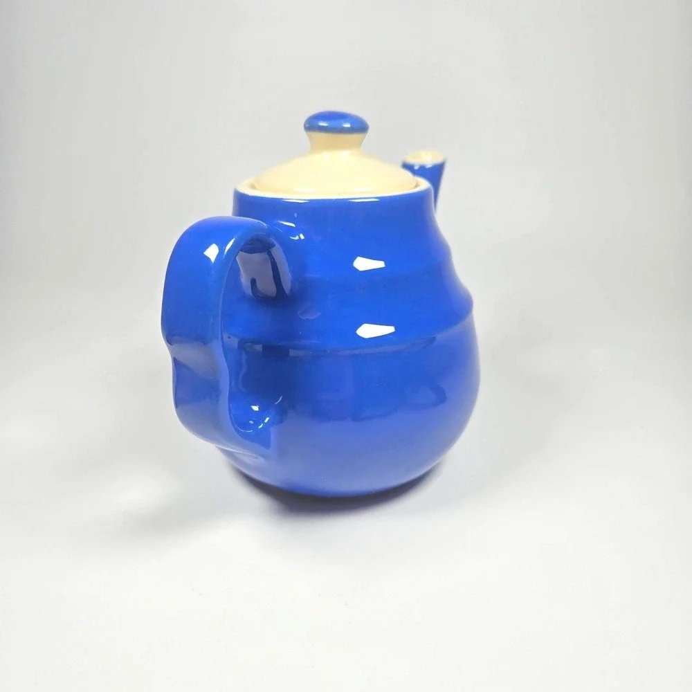 Vintage Oxford Stoneware USA Teapot with Lid Mid-Century MCM Vibrant Blue  USA‎